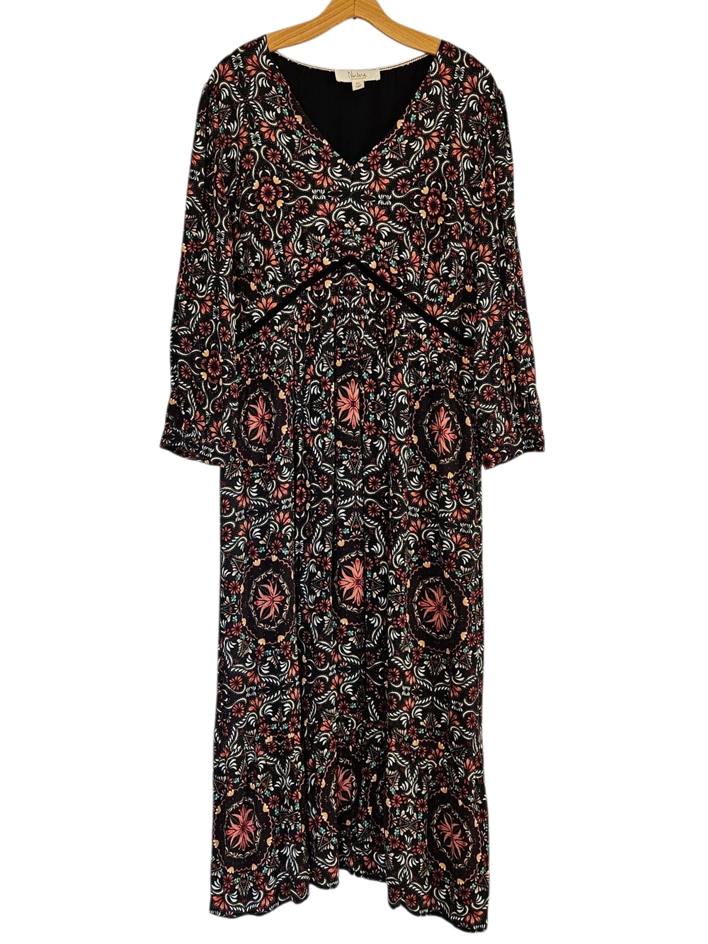 Nurture Maxi Peasant Dress Womens XL Boho Hippie Floral Tiered Empire Waist Fall